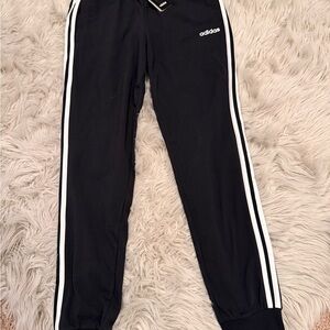 Adidas Black Joggers with White Stripes